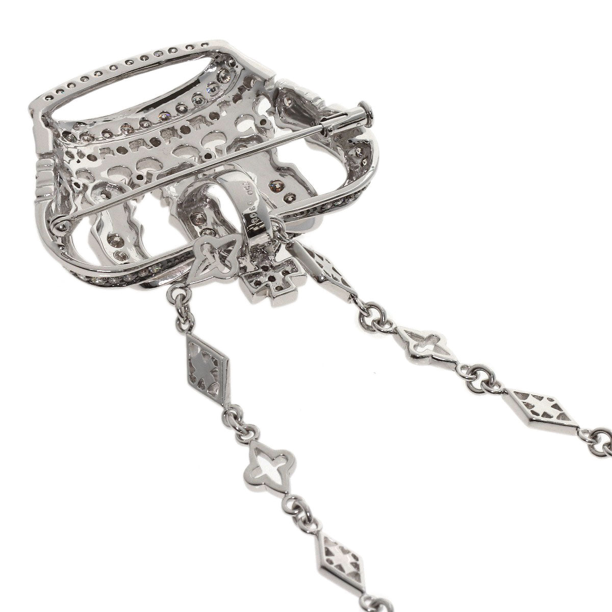 3ct Crown Diamond Necklace K18 White Gold 39.6g　mens