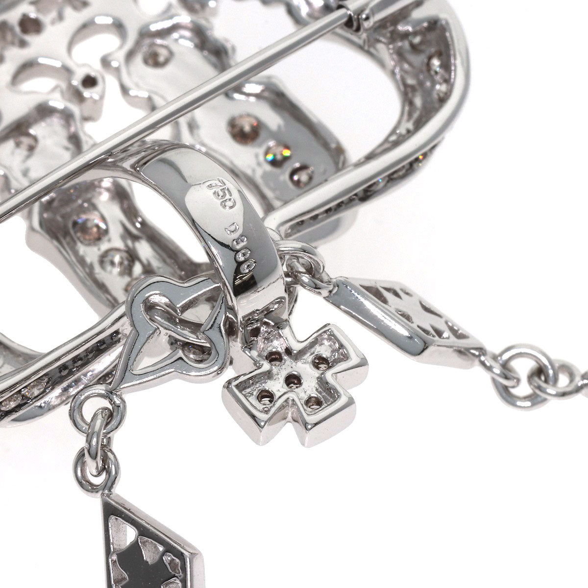 3ct Crown Diamond Necklace K18 White Gold 39.6g　mens