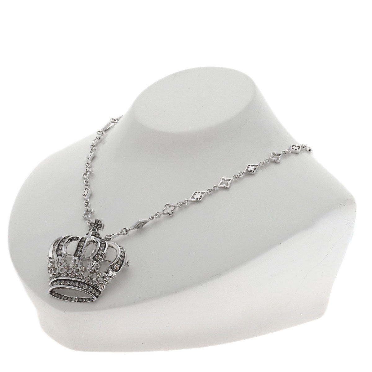 3ct Crown Diamond Necklace K18 White Gold 39.6g　mens