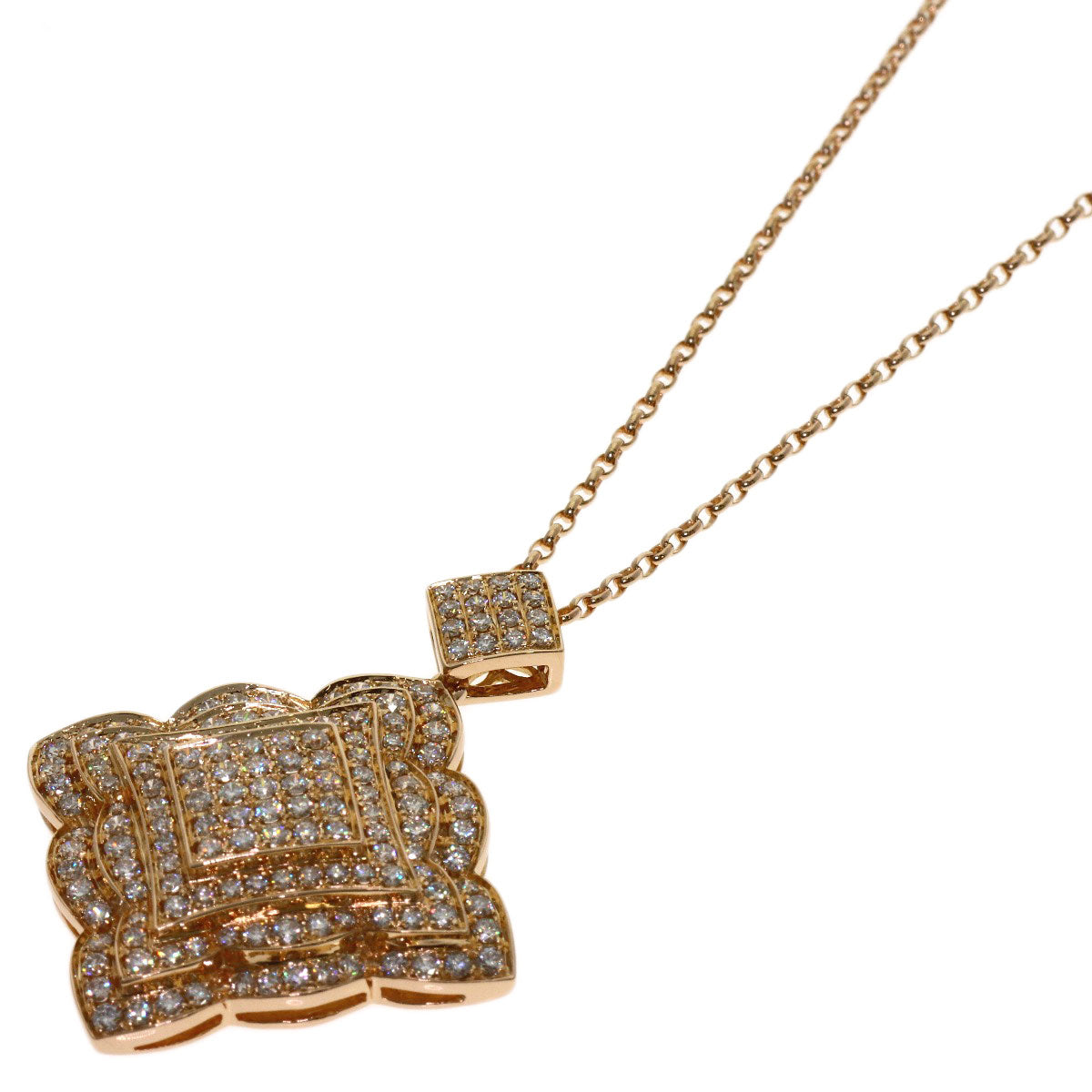 2ct Diamond Necklace K18 Pink Gold 16.4g　Ladies