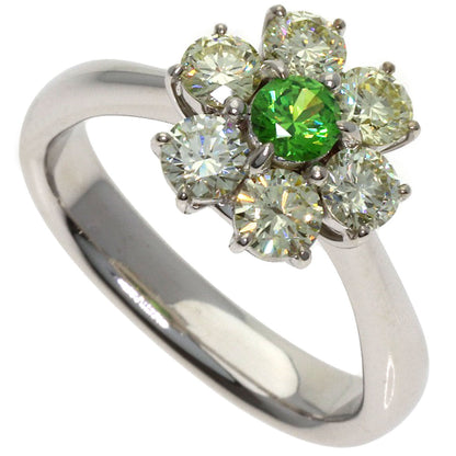 0.27ct Flower motif Garnet Diamond Ring K18 White Gold 7.1g　Ladies