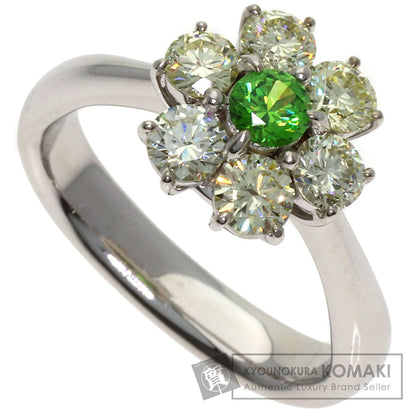 0.27ct Flower motif Garnet Diamond Ring K18 White Gold 7.1g　Ladies