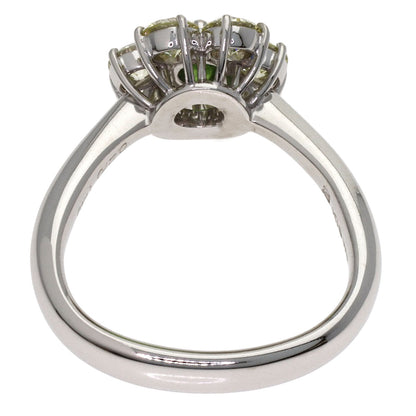 0.27ct Flower motif Garnet Diamond Ring K18 White Gold 7.1g　Ladies