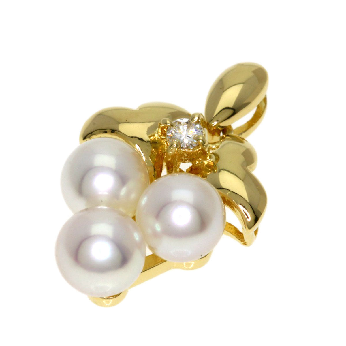 MIKIMOTO Pearl Pearl Diamond Pendant top K18 Yellow Gold Ladies [Used]
