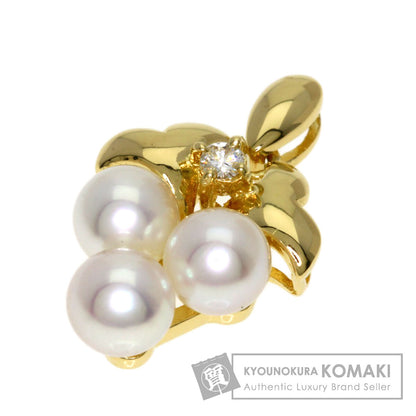 MIKIMOTO Pearl Pearl Diamond Pendant top K18 Yellow Gold Ladies [Used]