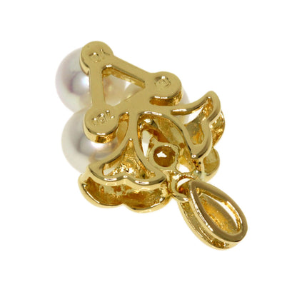 MIKIMOTO Pearl Pearl Diamond Pendant top K18 Yellow Gold Ladies [Used]