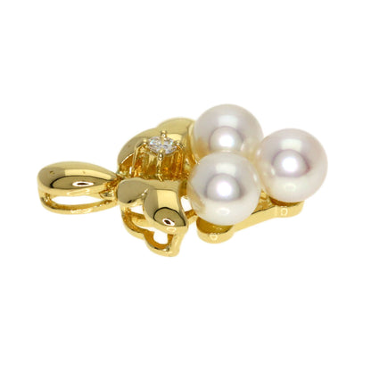 MIKIMOTO Pearl Pearl Diamond Pendant top K18 Yellow Gold Ladies [Used]