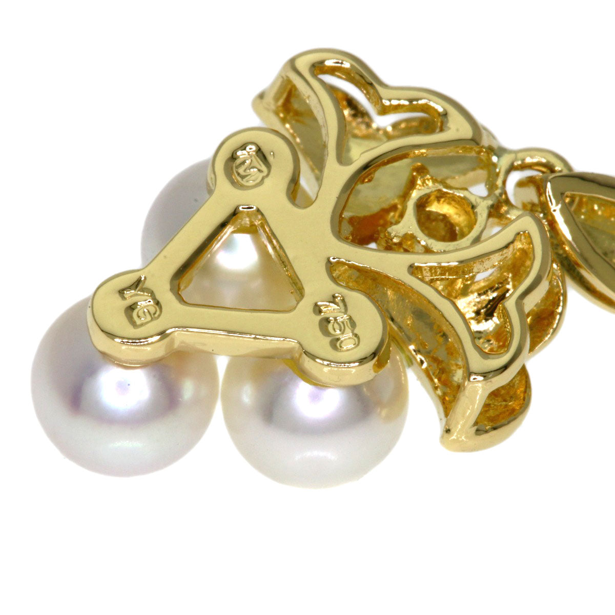 MIKIMOTO Pearl Pearl Diamond Pendant top K18 Yellow Gold Ladies [Used]