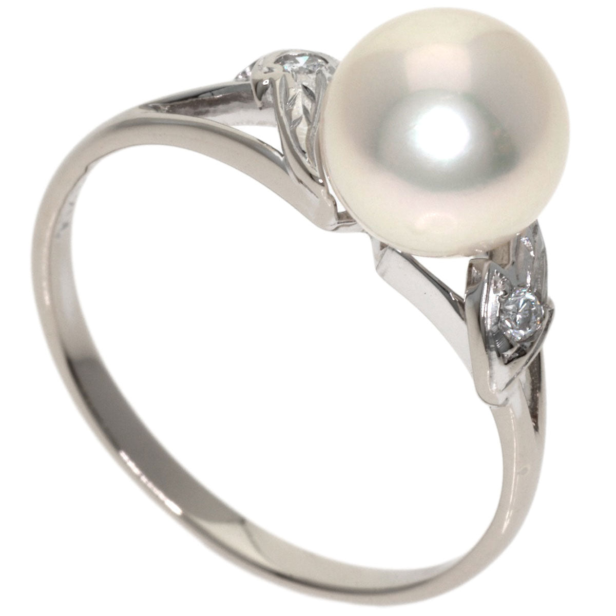 MIKIMOTO Pearl Pearl Diamond Ring K14 White Gold Ladies [Used]