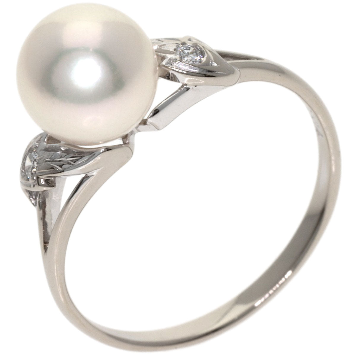 MIKIMOTO Pearl Pearl Diamond Ring K14 White Gold Ladies [Used]