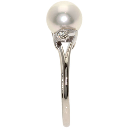MIKIMOTO Pearl Pearl Diamond Ring K14 White Gold Ladies [Used]
