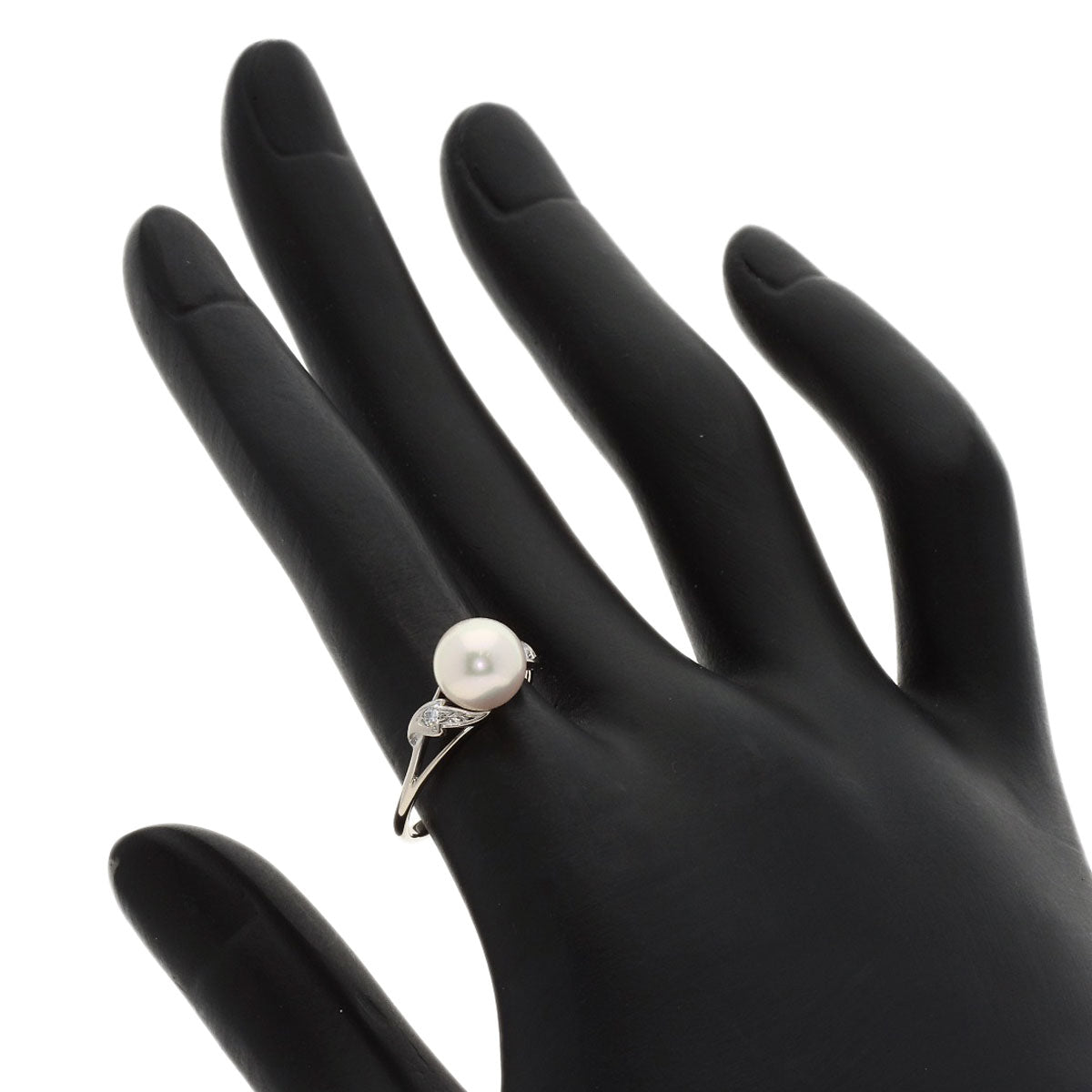 MIKIMOTO Pearl Pearl Diamond Ring K14 White Gold Ladies [Used]
