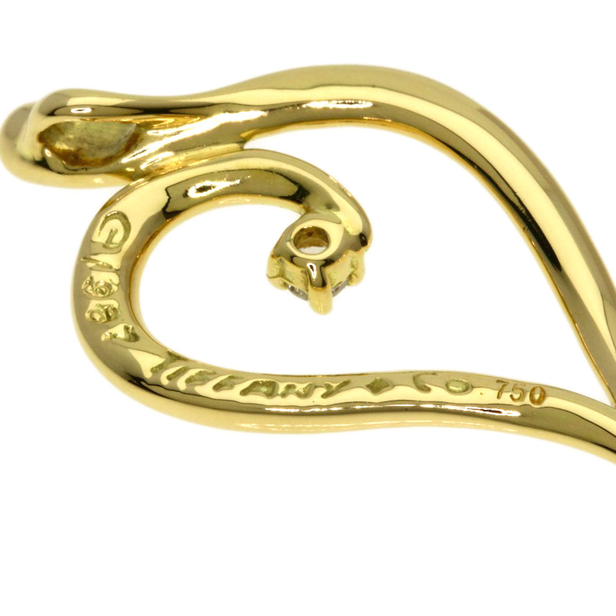 TIFFANY&Co. Leaf 1P Diamond Pendant top K18 Yellow Gold Ladies [Used]