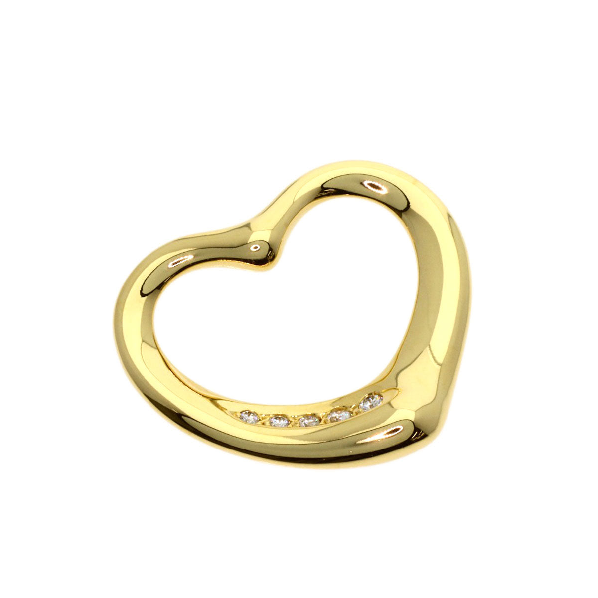 TIFFANY&Co. Open Heart Diamond Pendant top K18 Yellow Gold Ladies [Used]