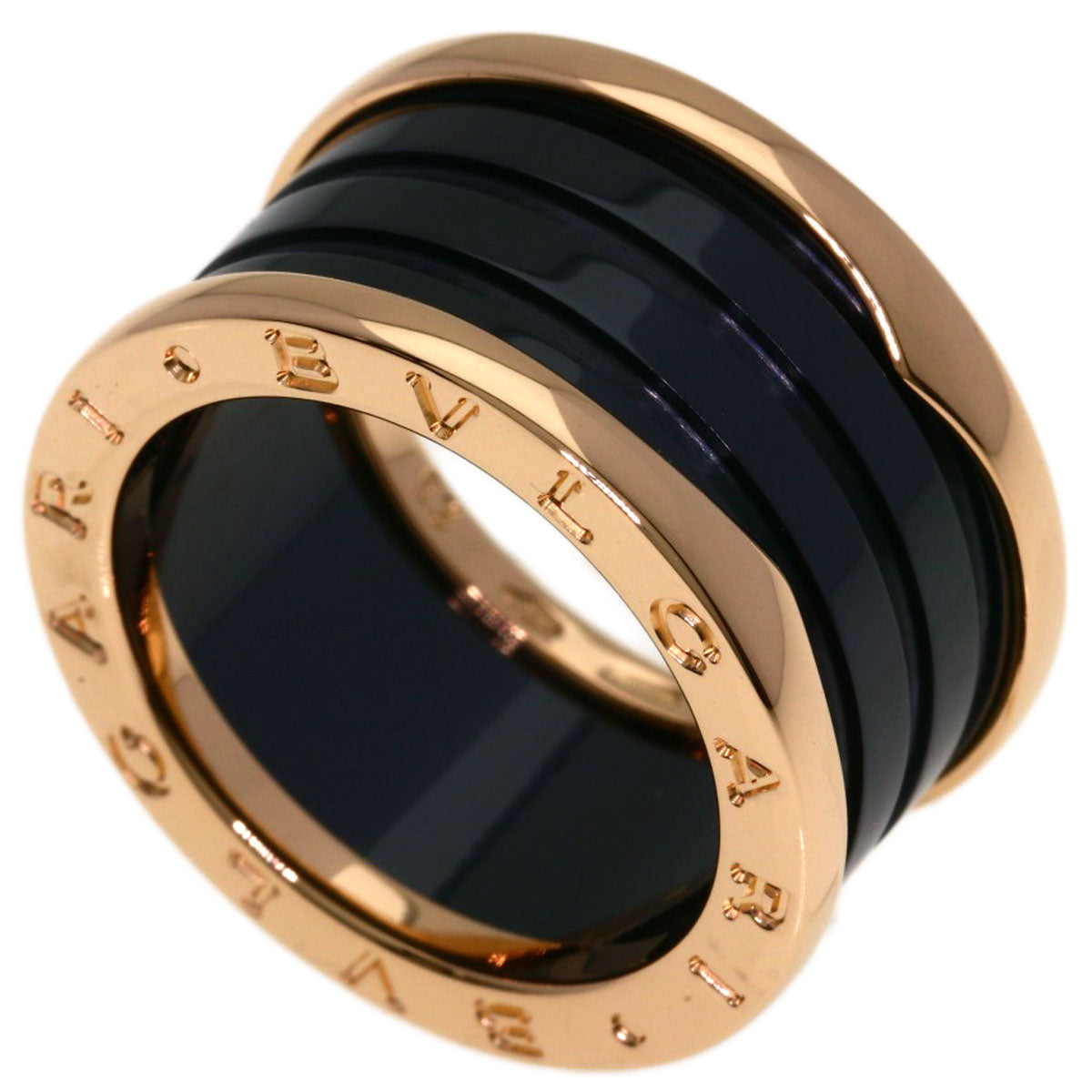 BVLGARI B.zero1 4-band Ceramic #53 Ring K18 Pink Gold Ladies [Used]