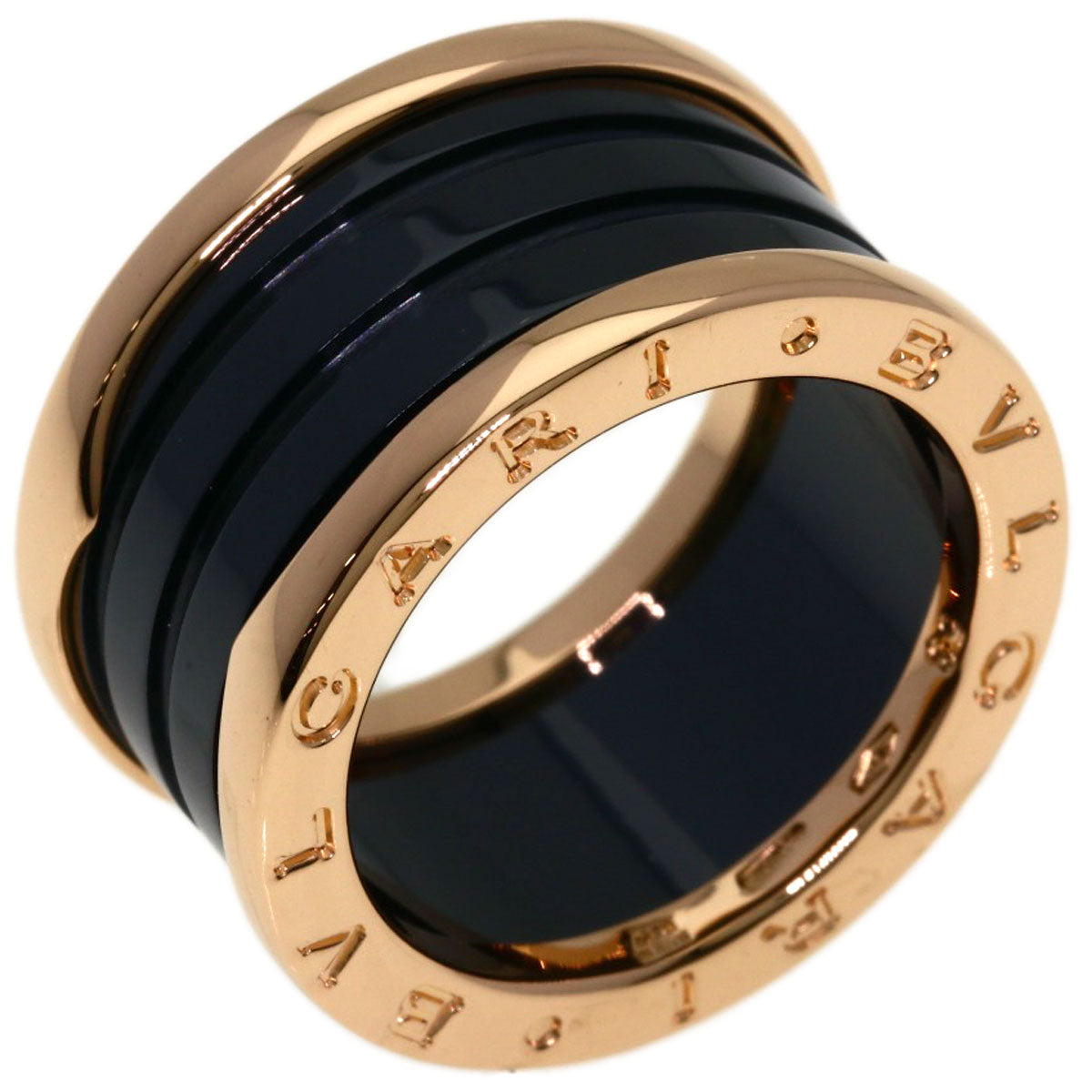 BVLGARI B.zero1 4-band Ceramic #53 Ring K18 Pink Gold Ladies [Used]