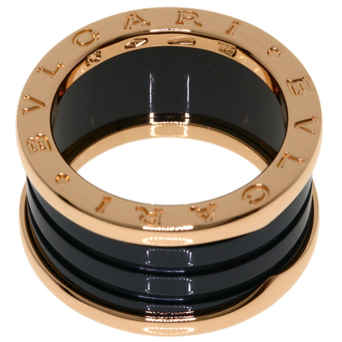 BVLGARI B.zero1 4-band Ceramic #53 Ring K18 Pink Gold Ladies [Used]
