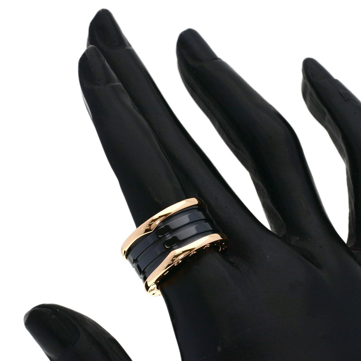 BVLGARI B.zero1 4-band Ceramic #53 Ring K18 Pink Gold Ladies [Used]