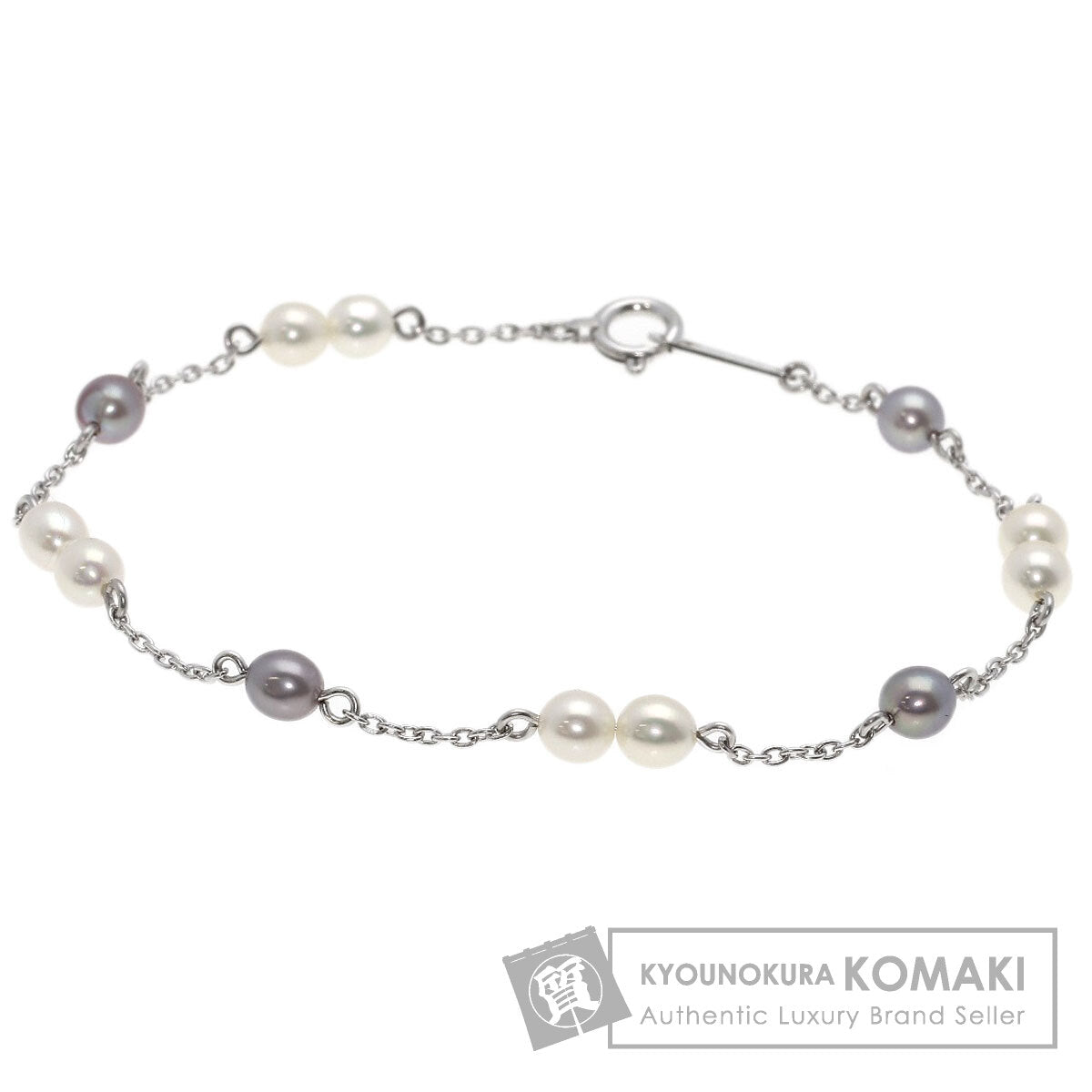 TASAKI Freshwater Pearl Pearl Station Bracelet K18 White Gold Ladies [Used]