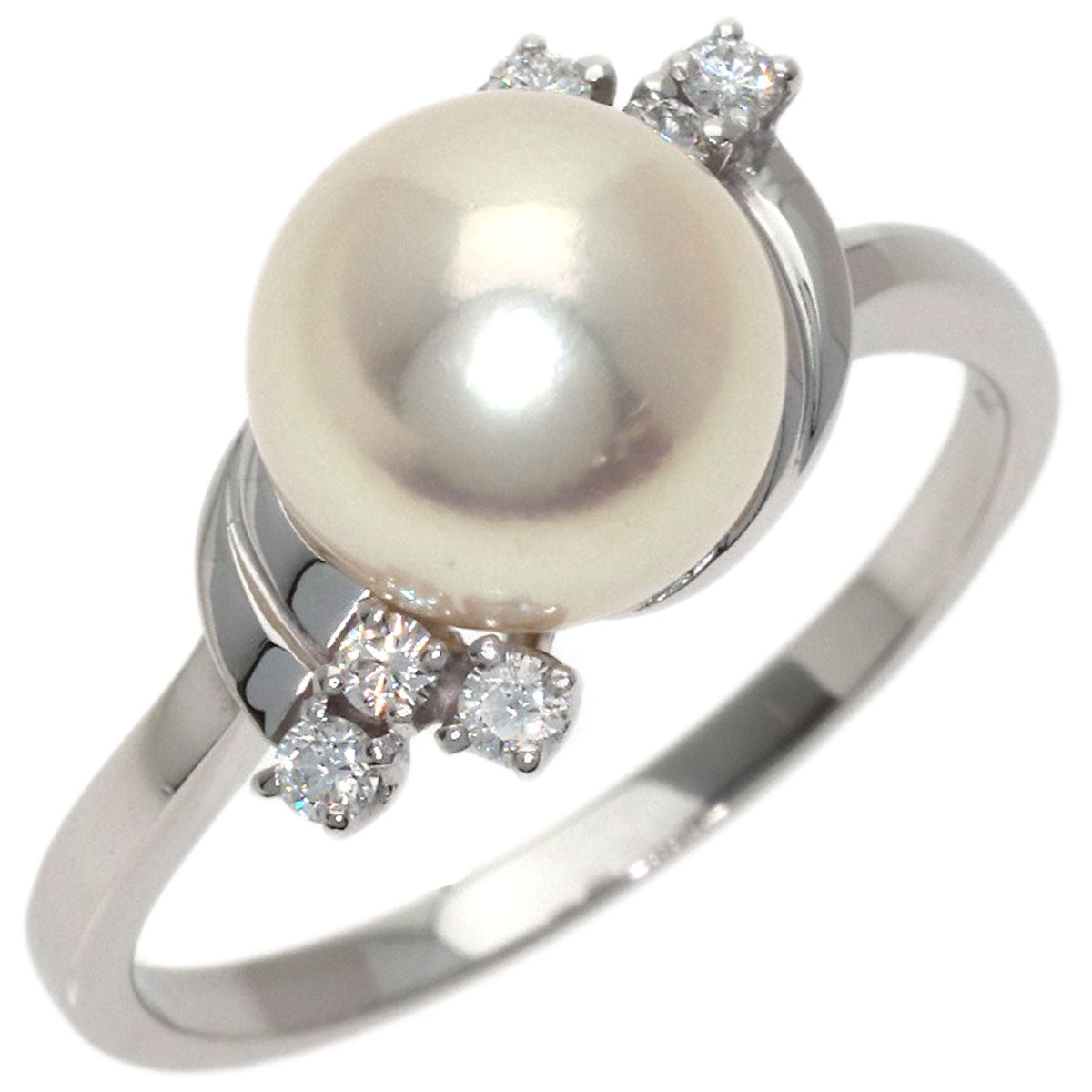 MIKIMOTO Pearl Pearl Diamond Ring Platinum PT950 Ladies [Used]