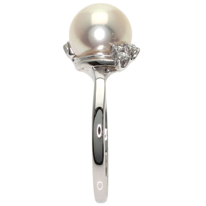 MIKIMOTO Pearl Pearl Diamond Ring Platinum PT950 Ladies [Used]