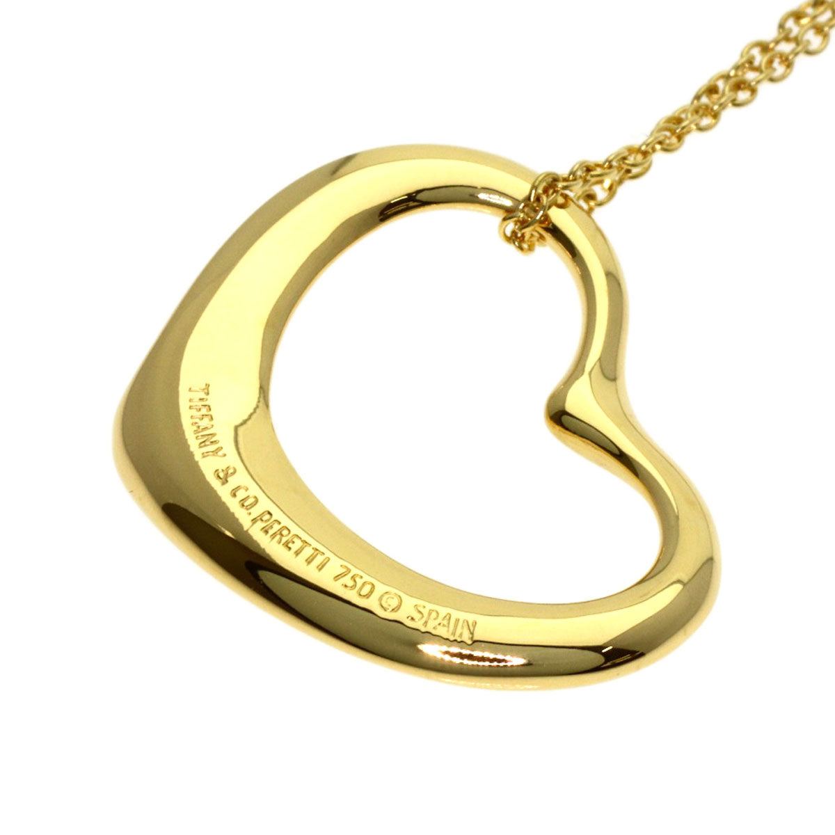 TIFFANY&Co. Open heart Necklace K18 Yellow Gold Ladies [Used]