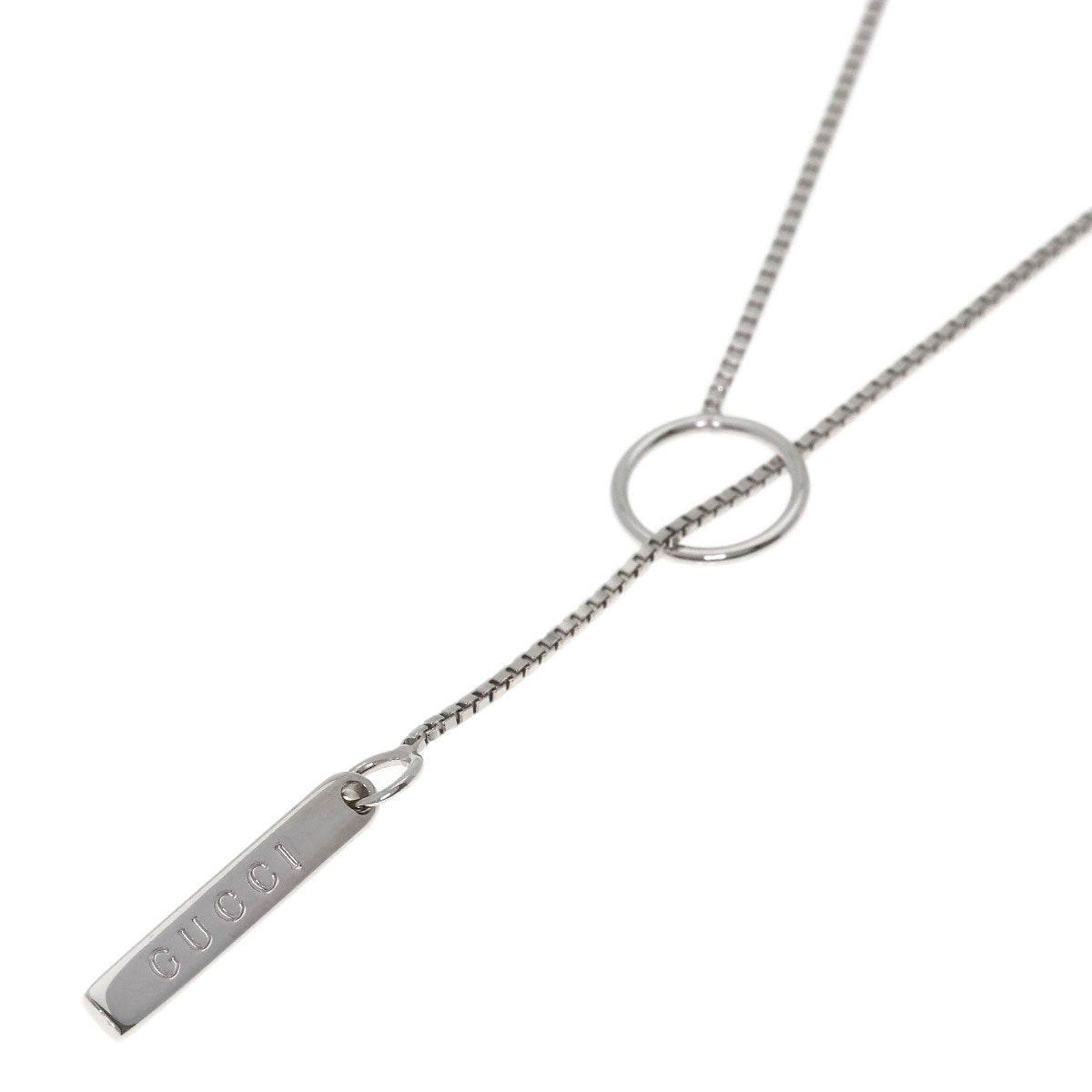 GUCCI lariat Necklace K18 White Gold Ladies [Used]