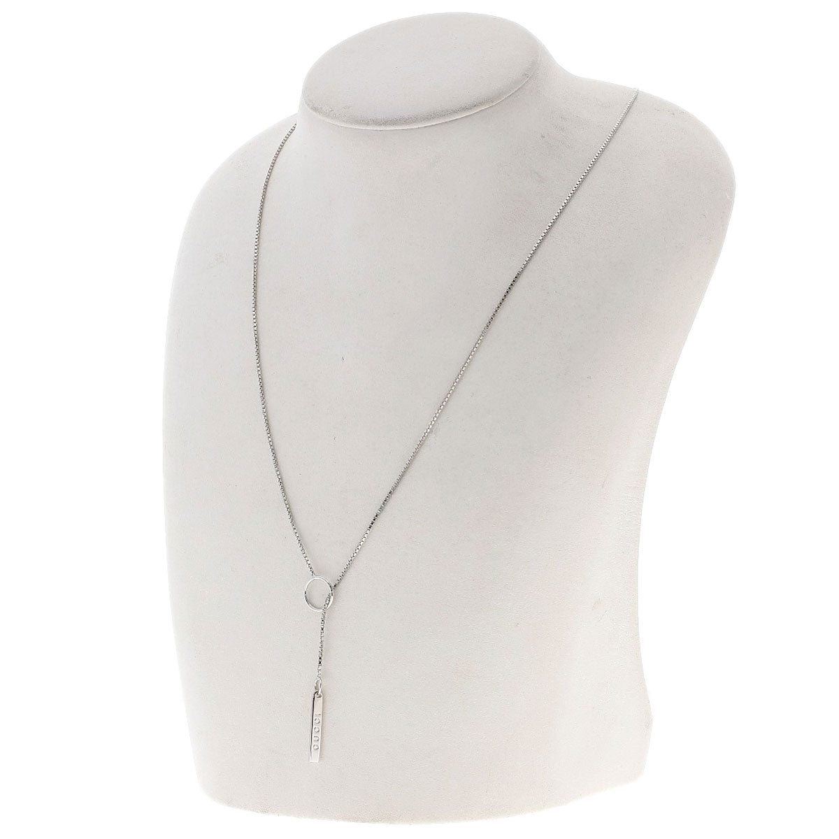 GUCCI lariat Necklace K18 White Gold Ladies [Used]