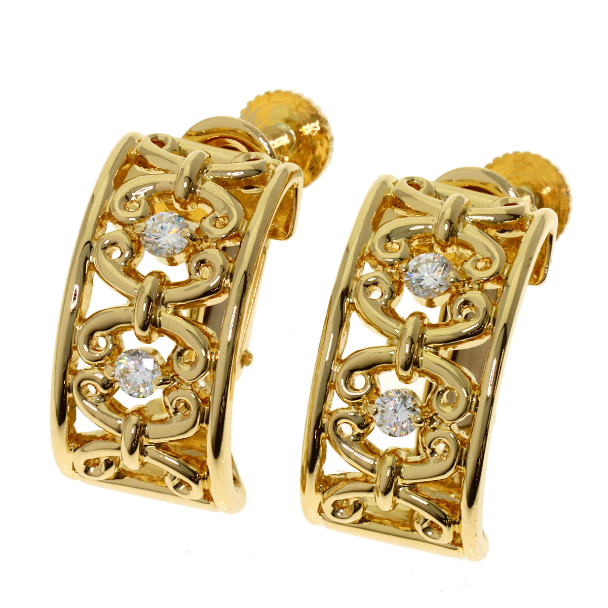 CELINE 4P Diamond Earring K18 Yellow Gold Ladies [Used]