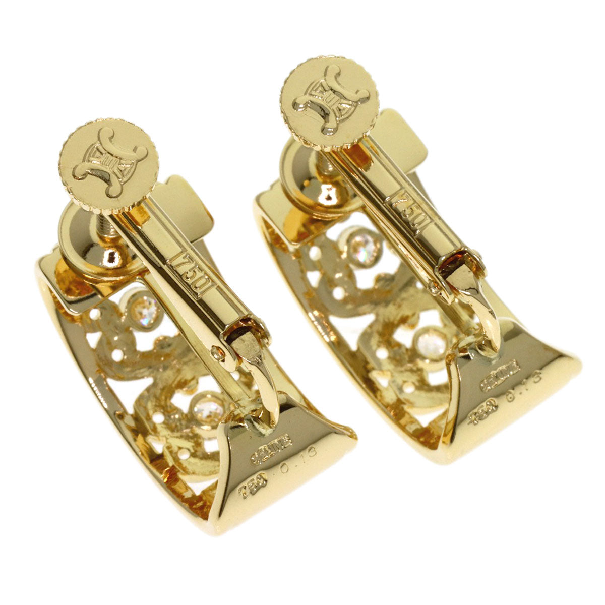CELINE 4P Diamond Earring K18 Yellow Gold Ladies [Used]
