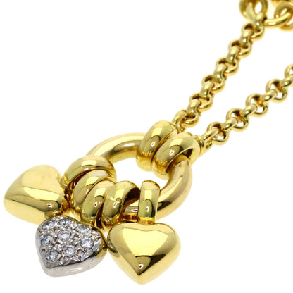 Ponte Vecchio Gioielli Heart Pavé Diamond Necklace K18 Yellow Gold Ladies [Used]