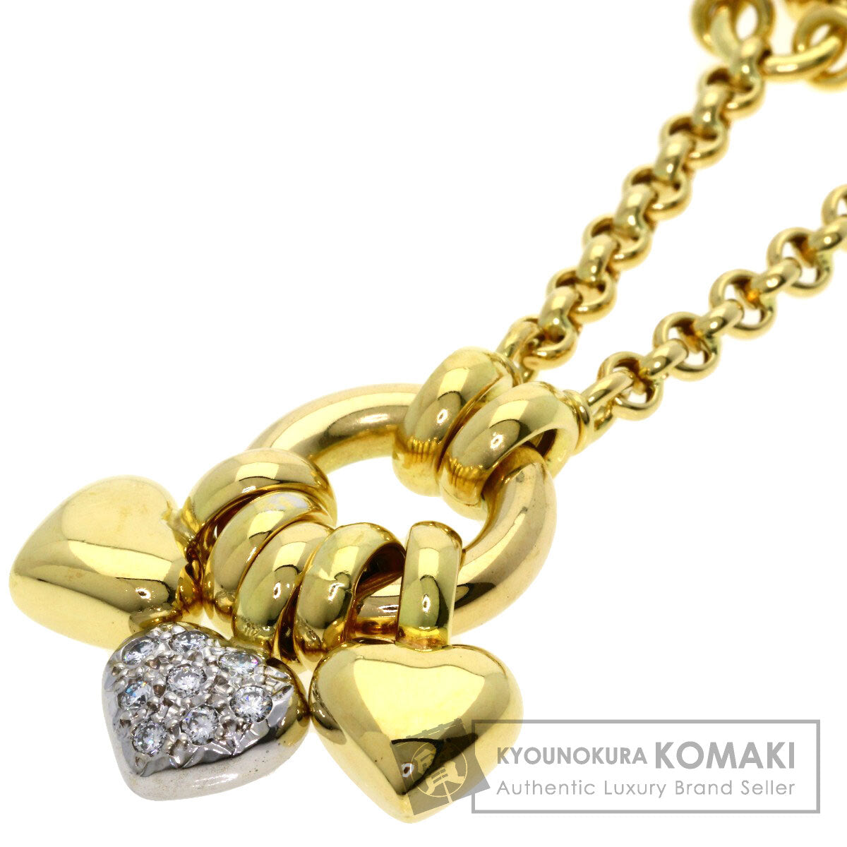 Ponte Vecchio Gioielli Heart Pavé Diamond Necklace K18 Yellow Gold Ladies [Used]