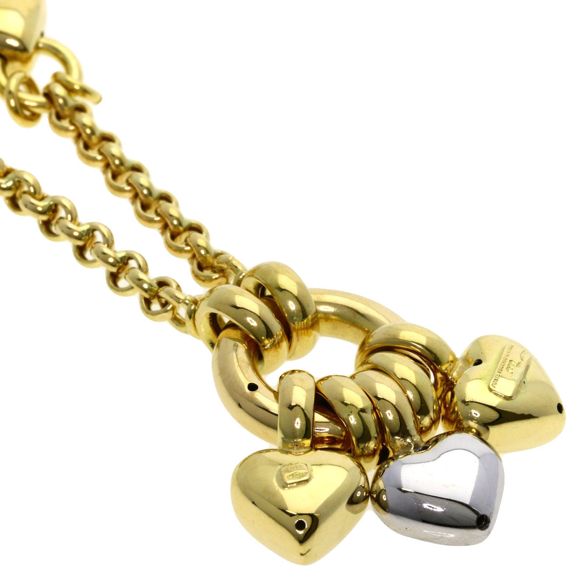 Ponte Vecchio Gioielli Heart Pavé Diamond Necklace K18 Yellow Gold Ladies [Used]
