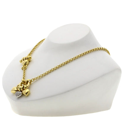 Ponte Vecchio Gioielli Heart Pavé Diamond Necklace K18 Yellow Gold Ladies [Used]