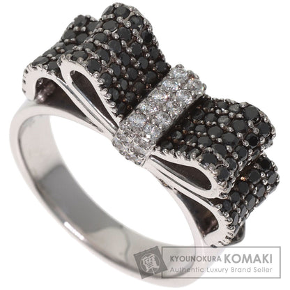 Ponte Vecchio Ribbon motif Black Diamond Diamond Ring K18 White Gold Ladies [Used]