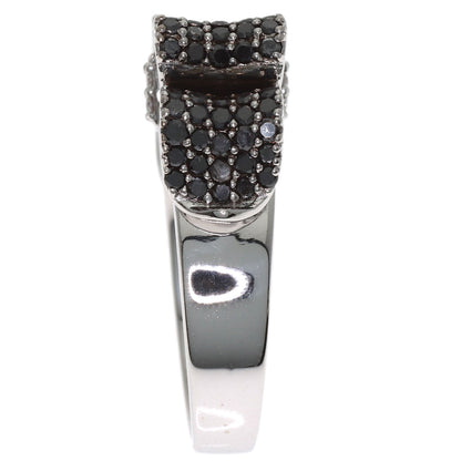 Ponte Vecchio Ribbon motif Black Diamond Diamond Ring K18 White Gold Ladies [Used]