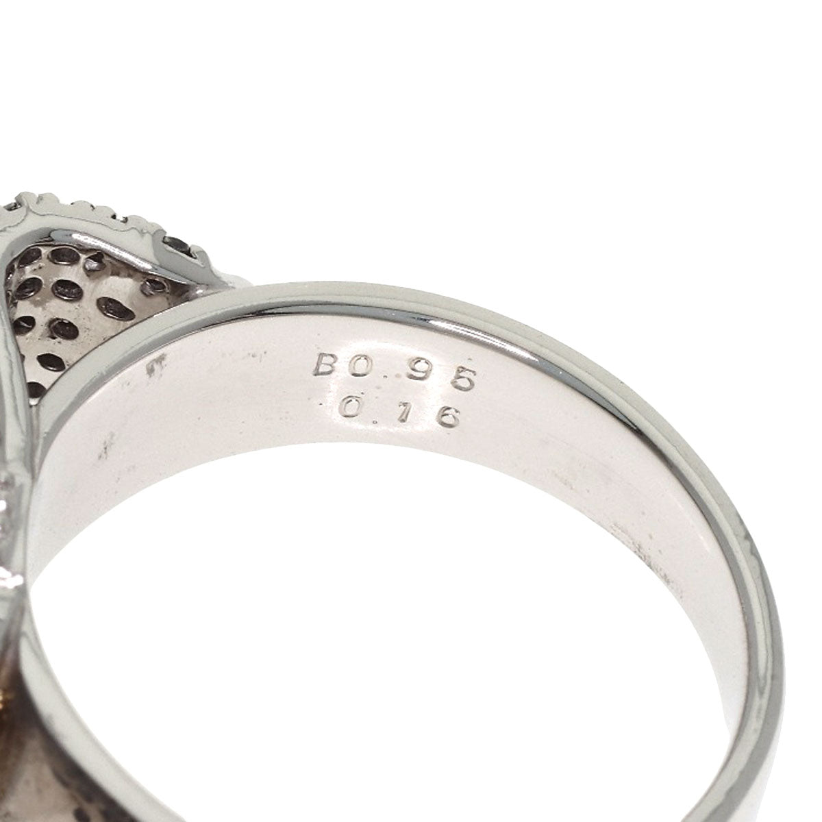 Ponte Vecchio Ribbon motif Black Diamond Diamond Ring K18 White Gold Ladies [Used]