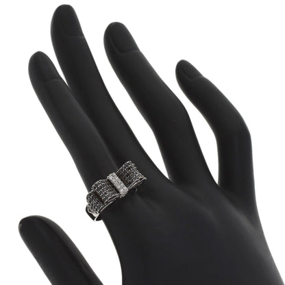 Ponte Vecchio Ribbon motif Black Diamond Diamond Ring K18 White Gold Ladies [Used]
