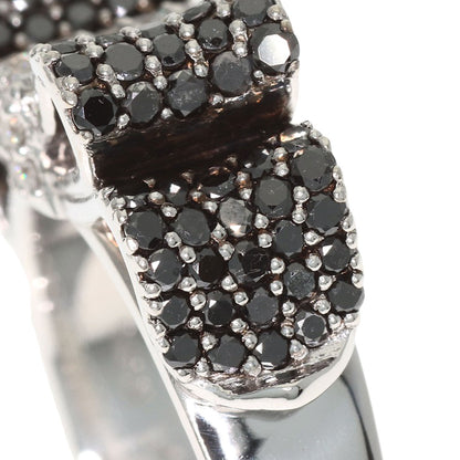 Ponte Vecchio Ribbon motif Black Diamond Diamond Ring K18 White Gold Ladies [Used]