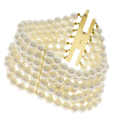 MIKIMOTO Pearl Pearl 7-row Bracelet K18 Yellow Gold Ladies [Used]
