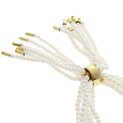 MIKIMOTO Baby Pearl Pearl 6 Strand Diamond Necklace K14 Yellow Gold Ladies [Used]