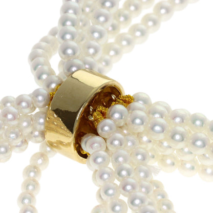 MIKIMOTO Baby Pearl Pearl 6 Strand Diamond Necklace K14 Yellow Gold Ladies [Used]
