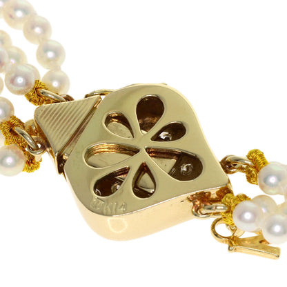 MIKIMOTO Baby Pearl Pearl 6 Strand Diamond Necklace K14 Yellow Gold Ladies [Used]