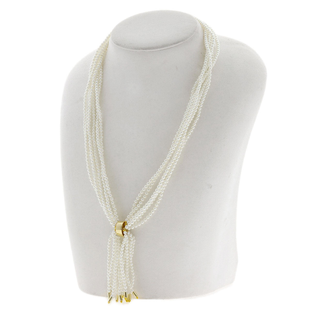 MIKIMOTO Baby Pearl Pearl 6 Strand Diamond Necklace K14 Yellow Gold Ladies [Used]