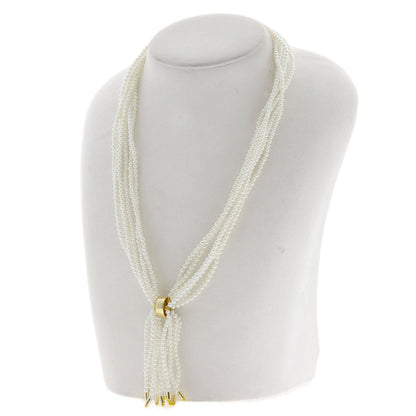 MIKIMOTO Baby Pearl Pearl 6 Strand Diamond Necklace K14 Yellow Gold Ladies [Used]
