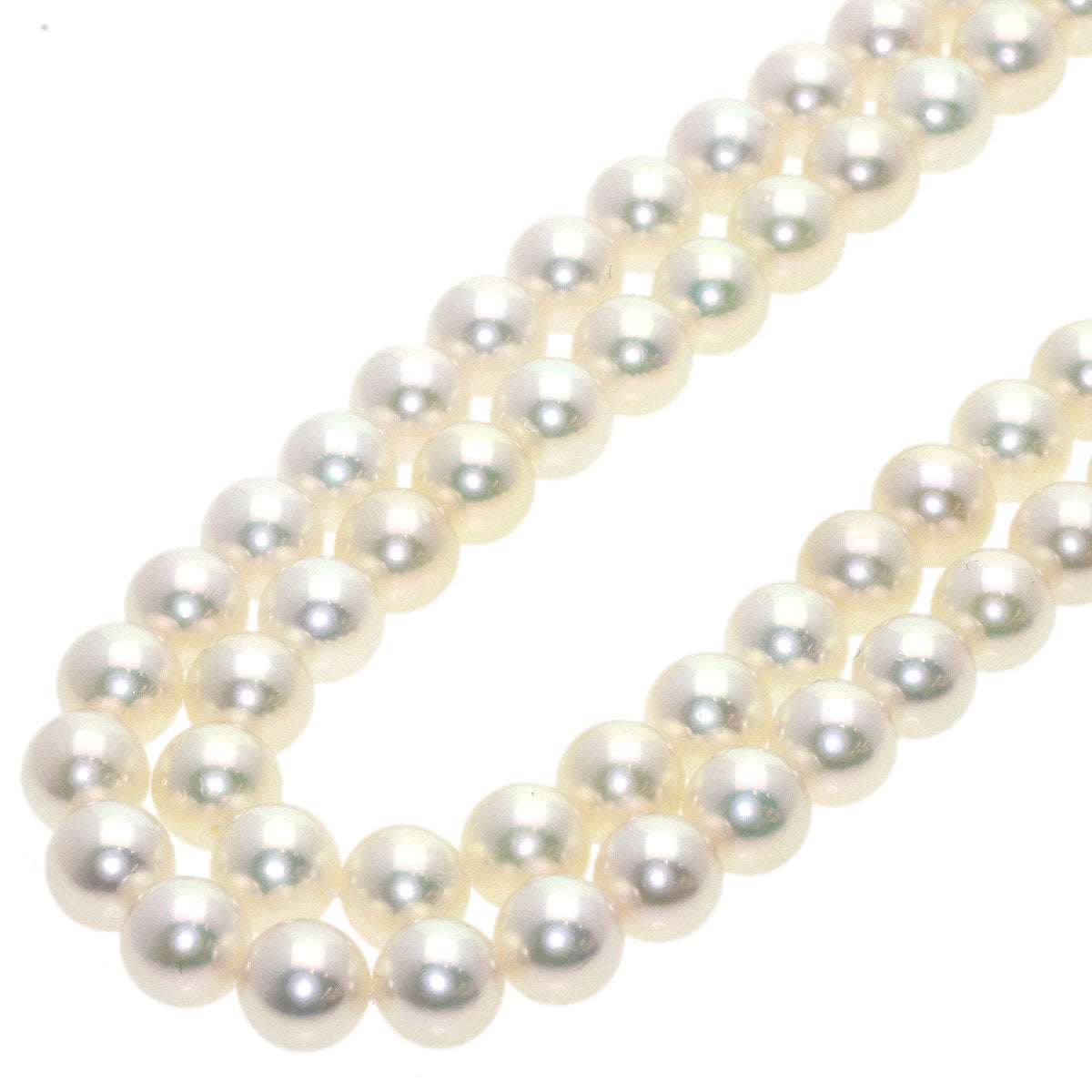 MIKIMOTO Pearl Pearl Double Strand Diamond Necklace K18 White Gold Ladies [Used]