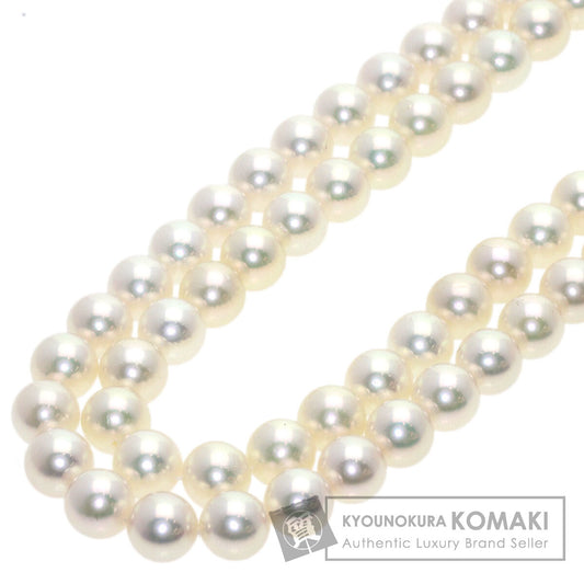 MIKIMOTO Pearl Pearl Double Strand Diamond Necklace K18 White Gold Ladies [Used]