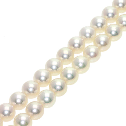 MIKIMOTO Pearl Pearl Double Strand Diamond Necklace K18 White Gold Ladies [Used]