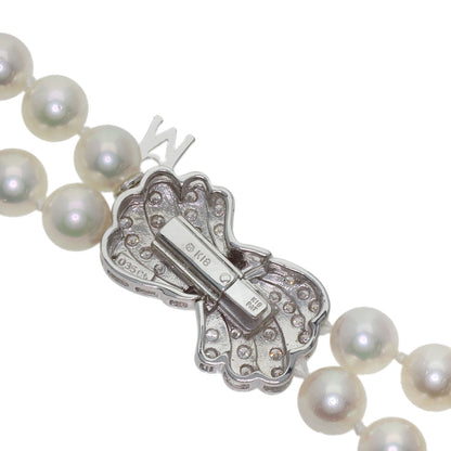MIKIMOTO Pearl Pearl Double Strand Diamond Necklace K18 White Gold Ladies [Used]