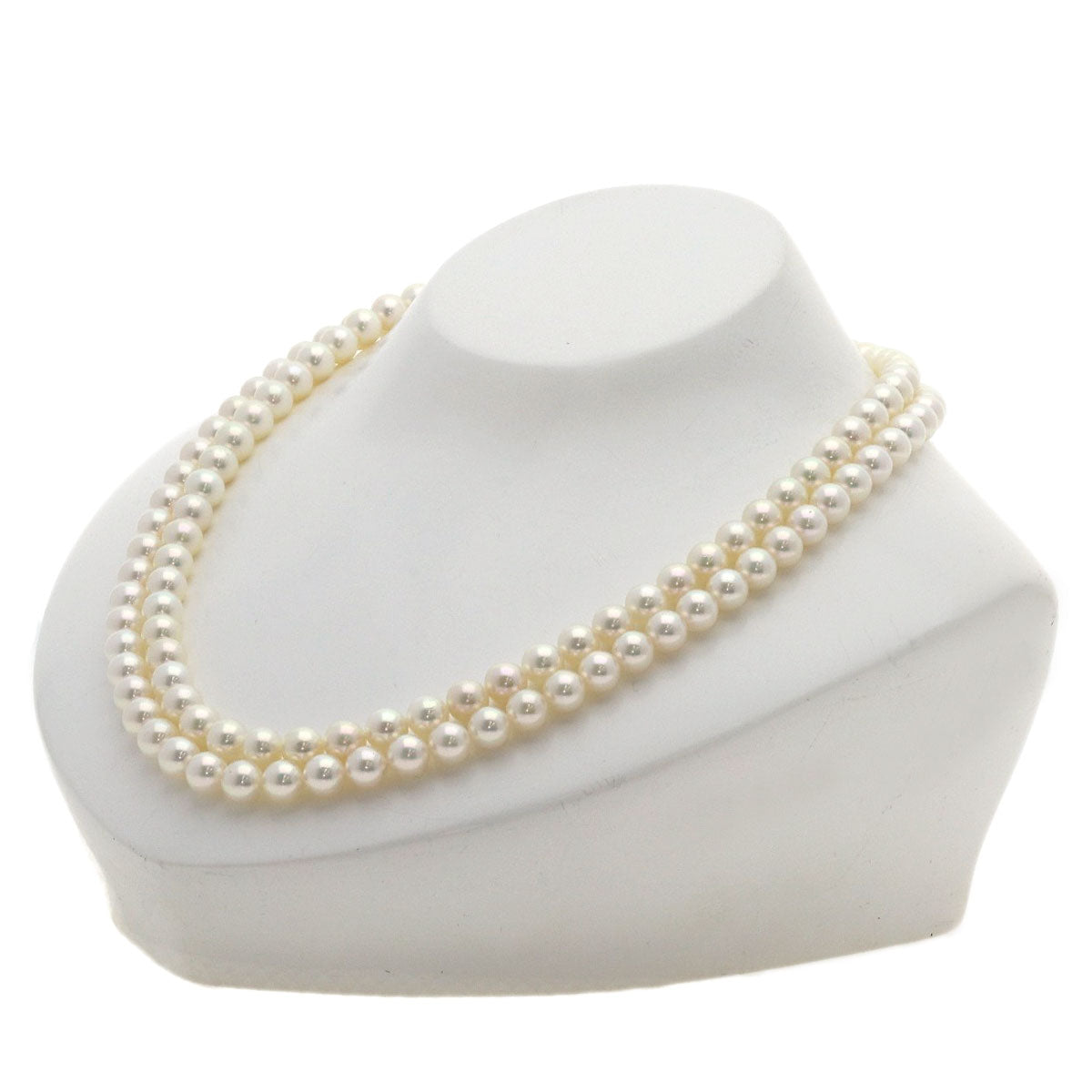 MIKIMOTO Pearl Pearl Double Strand Diamond Necklace K18 White Gold Ladies [Used]